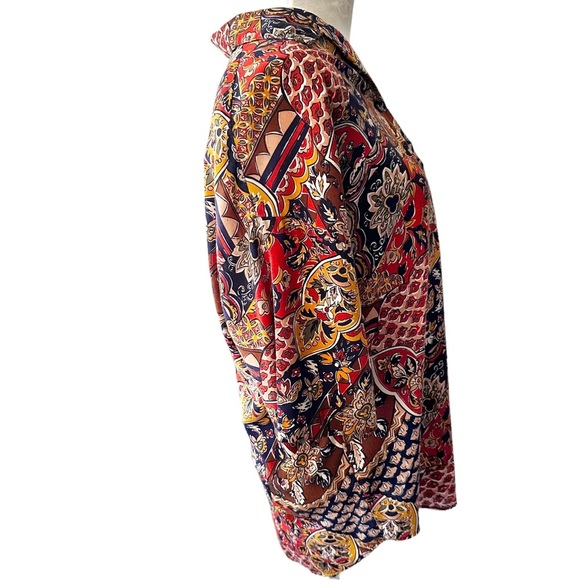 Vintage Top Button-up geometric Blouse Size XL - Picture 5 of 7
